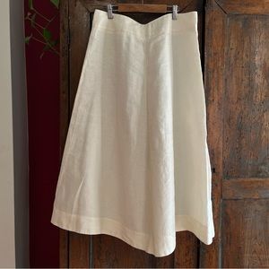 Brioni White Linen A-Line Long Skirt